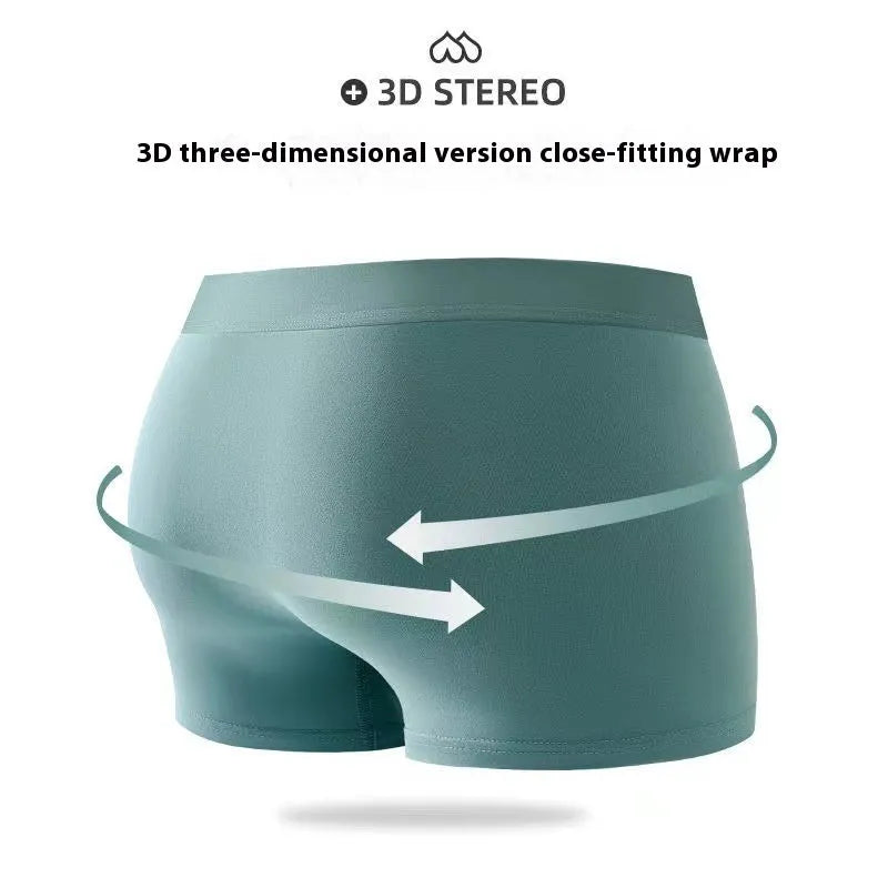 Men's solid colour underwear with massage particles in milk silk fabric showing mid waist design