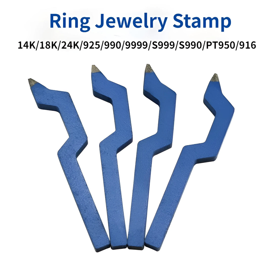 Curved character alphanumeric steel stamping tool on a metal surface