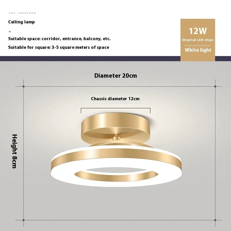 Modern minimalist ring ceiling lamp LED in black finish, 20cm diameter for hallway