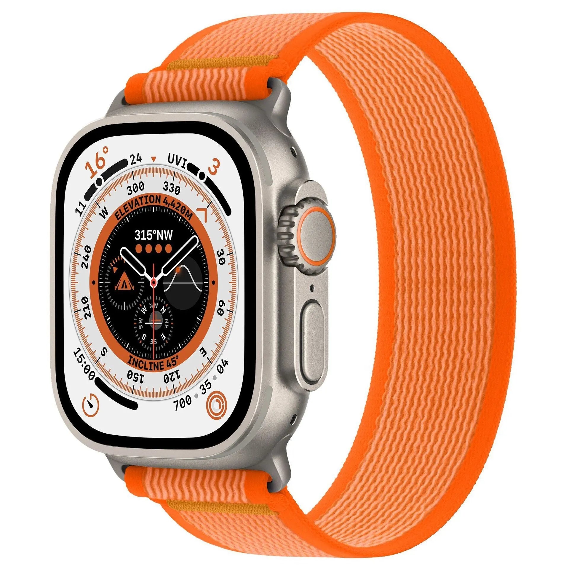 Nylon Apple Watch replacement band with integrated single-ring strap in various colours
