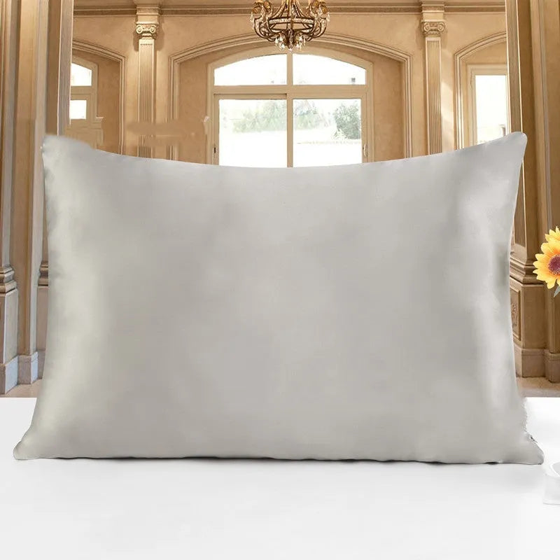 19 momme double-sided silk pillowcase shown in silver grey colour