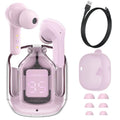 LED Power Digital Display Mini Wireless Bluetooth Headset in selected colour with charging case and accessories.