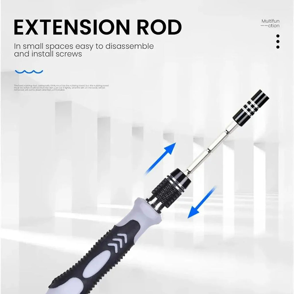 115-in-1 precision screwdriver set with 91 metal bits, magnetic tips, extension bar, and ergonomic handle in a sturdy case