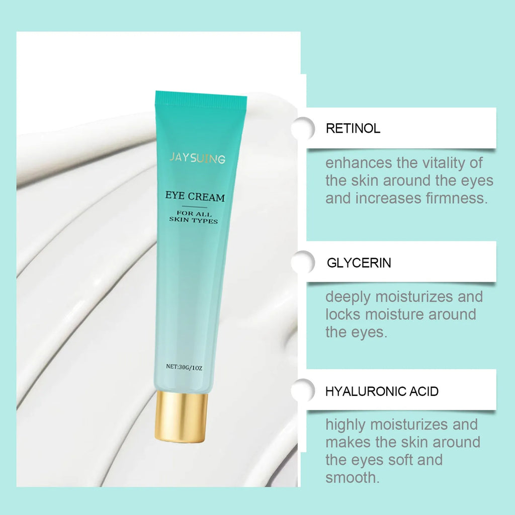 Retinol anti-aging eye cream 30g in dark blue jar with hyaluronic acid