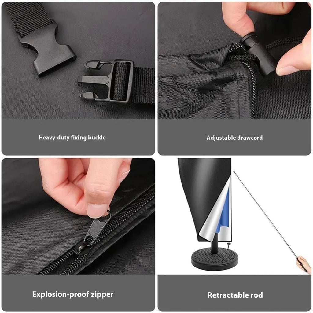 Grey Oxford cloth waterproof cover for a banana-shaped outdoor patio umbrella.