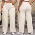 Women's high waist wide leg jeans in apricot colour, made from cotton with high elasticity.
