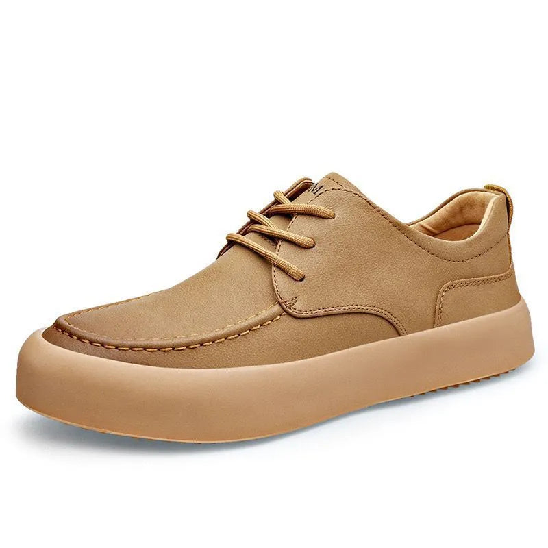 Men's casual lace-up shoes with round toe and artificial leather uppers on EVA platform soles