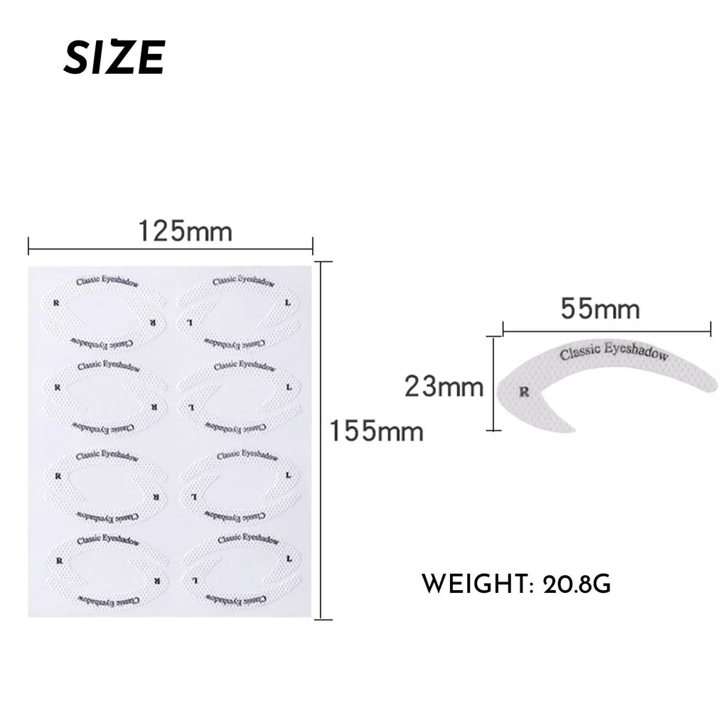 Set of four flexible reusable eyeliner and eyeshadow makeup stencil templates on a pink background