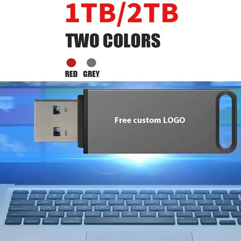 Customisable metal USB flash drive in black, red, or silver with graphic printing service