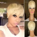 Blonde short synthetic pixie wig 613 colour high temperature silk ladies mechanism wig