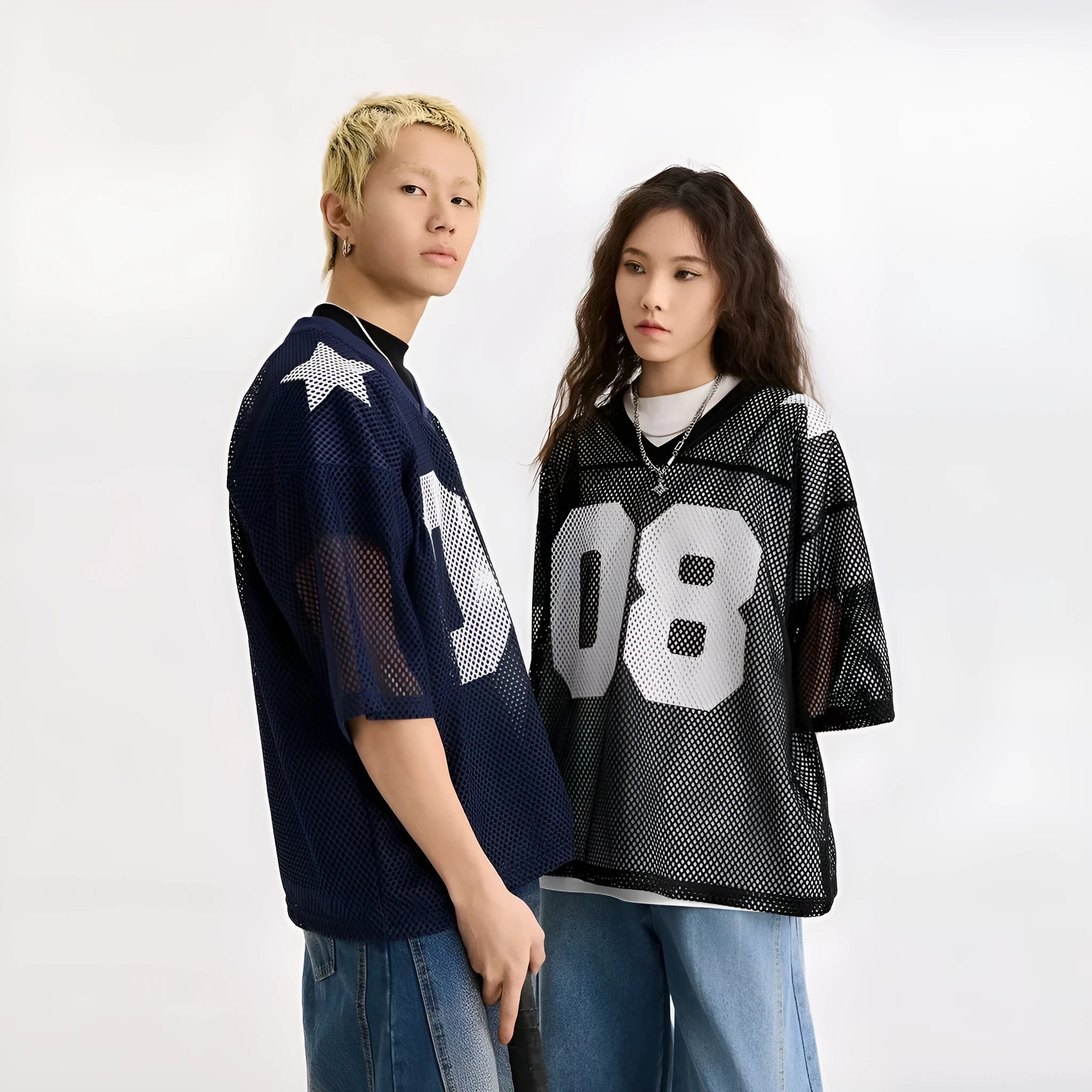 Black polyester half sleeve pullover shirt with letter pattern design, loose fit casual top