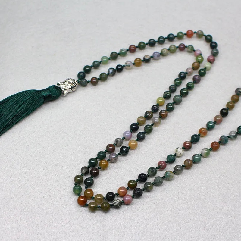 Natural agate bracelet with 108 geometric 6mm beads for blessing rituals and business gifts