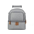 Grey women's thermal insulation backpack made of Oxford cloth with a curved shoulder strap.