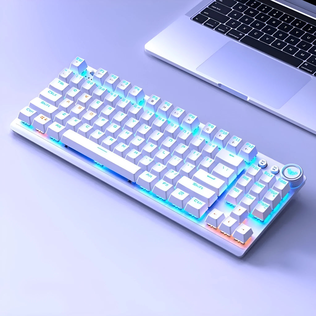 Tarantula wireless mechanical keyboard with side-engraved keycaps showing backlight illumination