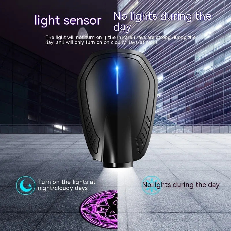 Black F2 rechargeable wireless car welcome light with USB charging port