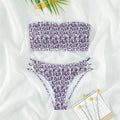 Women's strapless floral swimsuit with high-waisted briefs in multiple colour patterns