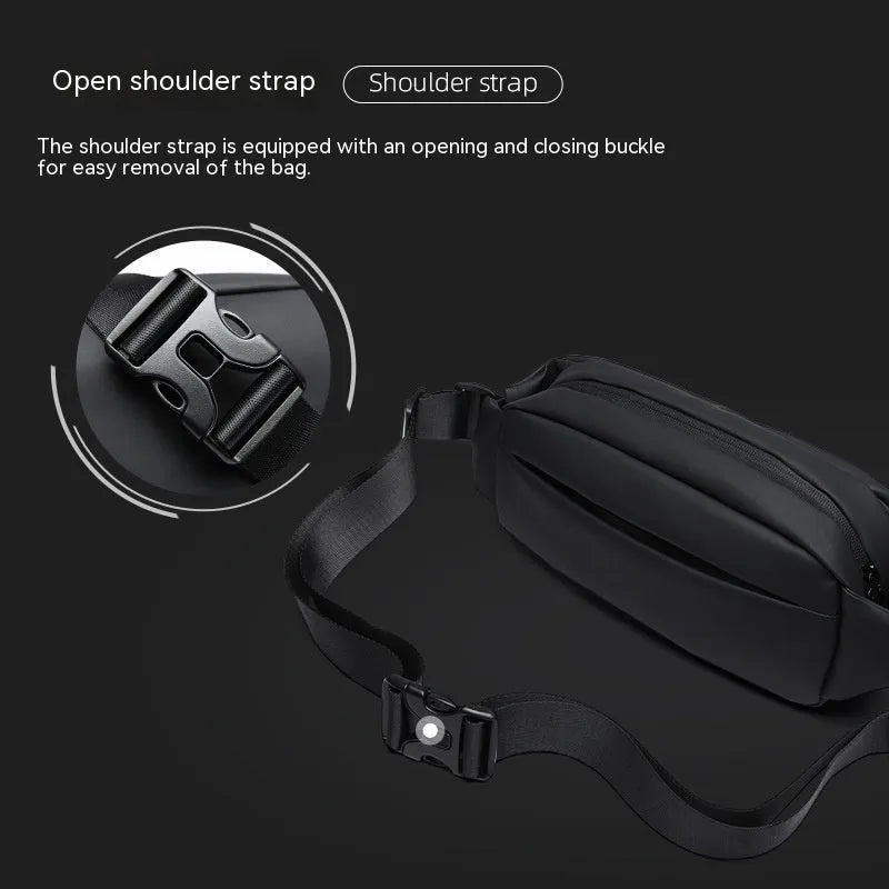 Black Oxford cloth men's messenger bag with one-shoulder riding design and street trend style