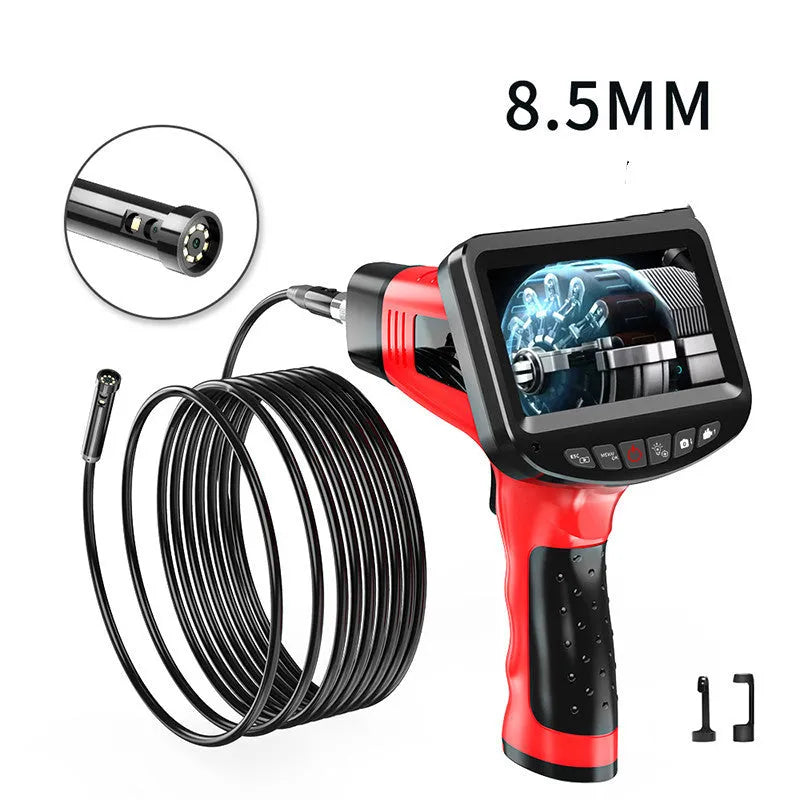 8.5mm dual-lens endoscope inspection camera with hard wire cable and memory card.