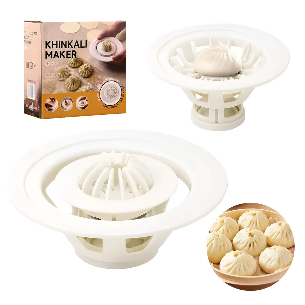 Set of four black plastic baozi and dumpling moulds for shaping steamed buns.