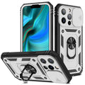 Magnetic phone case with sliding window bracket in sapphire blue and other colour options for iPhone.