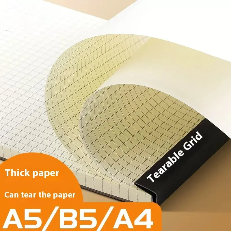 A5 and B5 writing pads notebook with tear-away pages in grid, lined, and blank paper styles.
