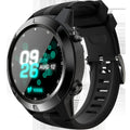 Black men's smart watch with Bluetooth calling and GPS exercise modes on a wrist