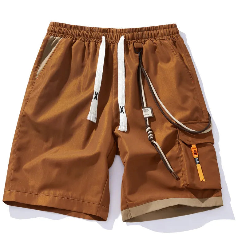Men's bamboo fibre sports shorts in plus sizes with high elasticity waistband and straight leg design