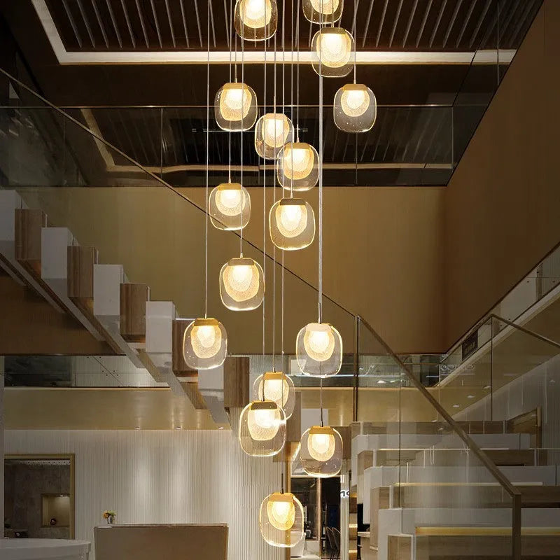Gold 6-head crystal LED chandelier with stainless steel chassis, 600mm fixture, 150cm adjustable cable