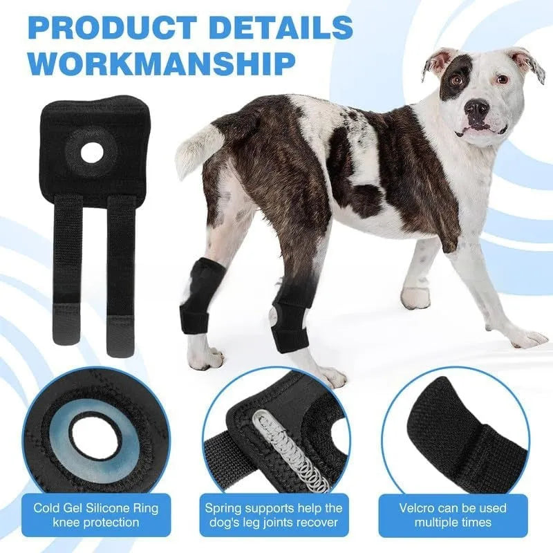 Black polyester dog joint support brace for ACL rehabilitation and joint dislocation protection