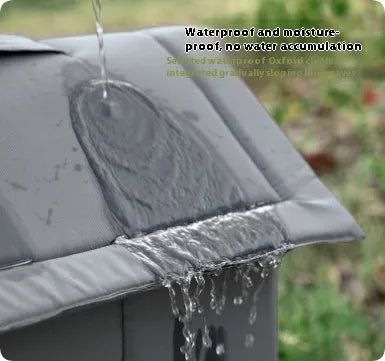 Gray waterproof cloth cat nest with upgraded hanging bracket for outdoor winter use, available in multiple sizes