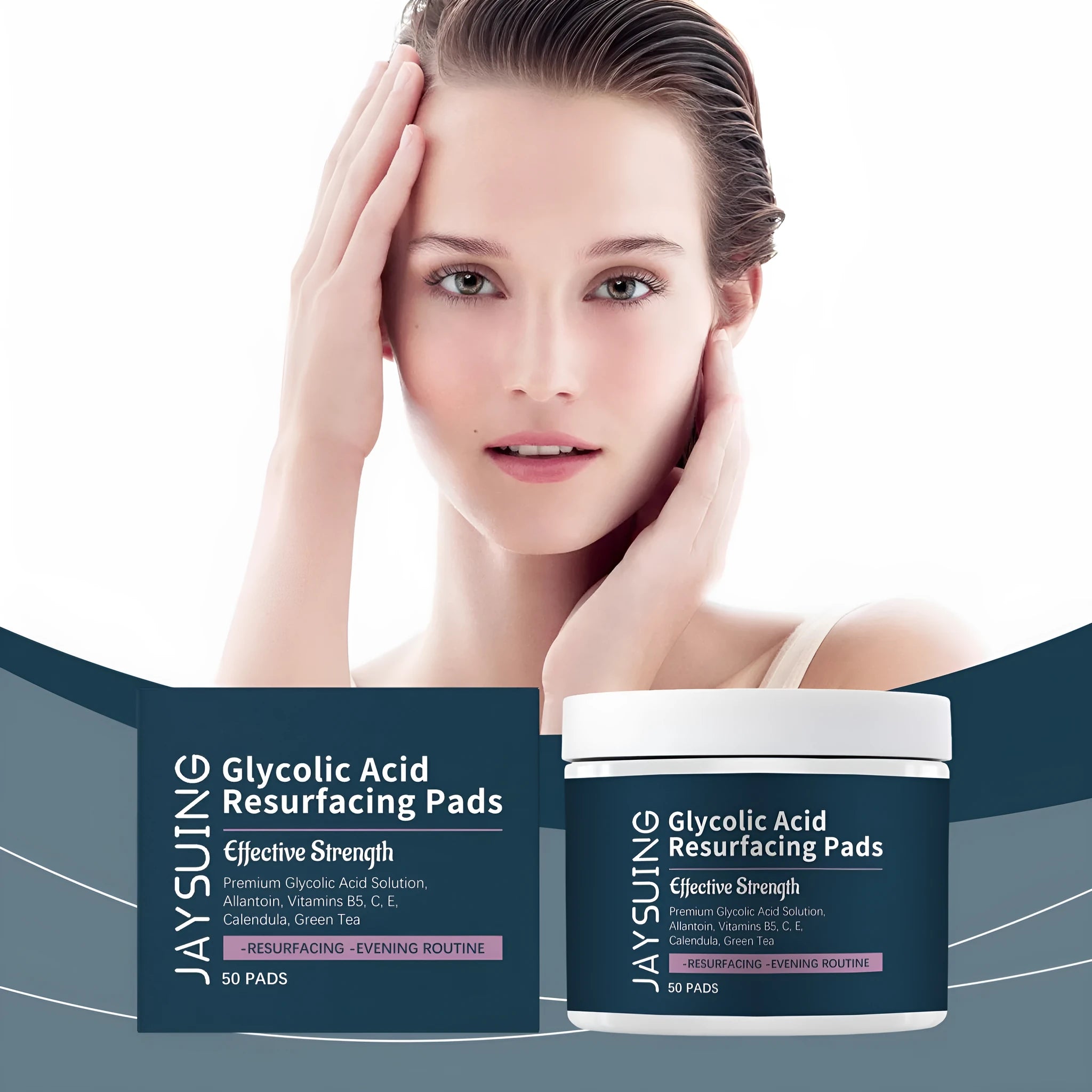 Pack of 50 Glycolic Acid Exfoliating Moisturising Cotton Cloth Facial Pads
