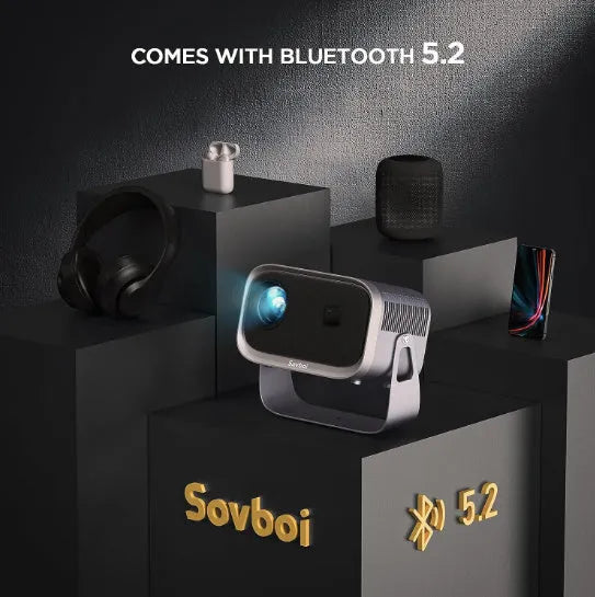 Portable 4K smart projector unit with Android connectivity for home cinema mobile phone screen projection