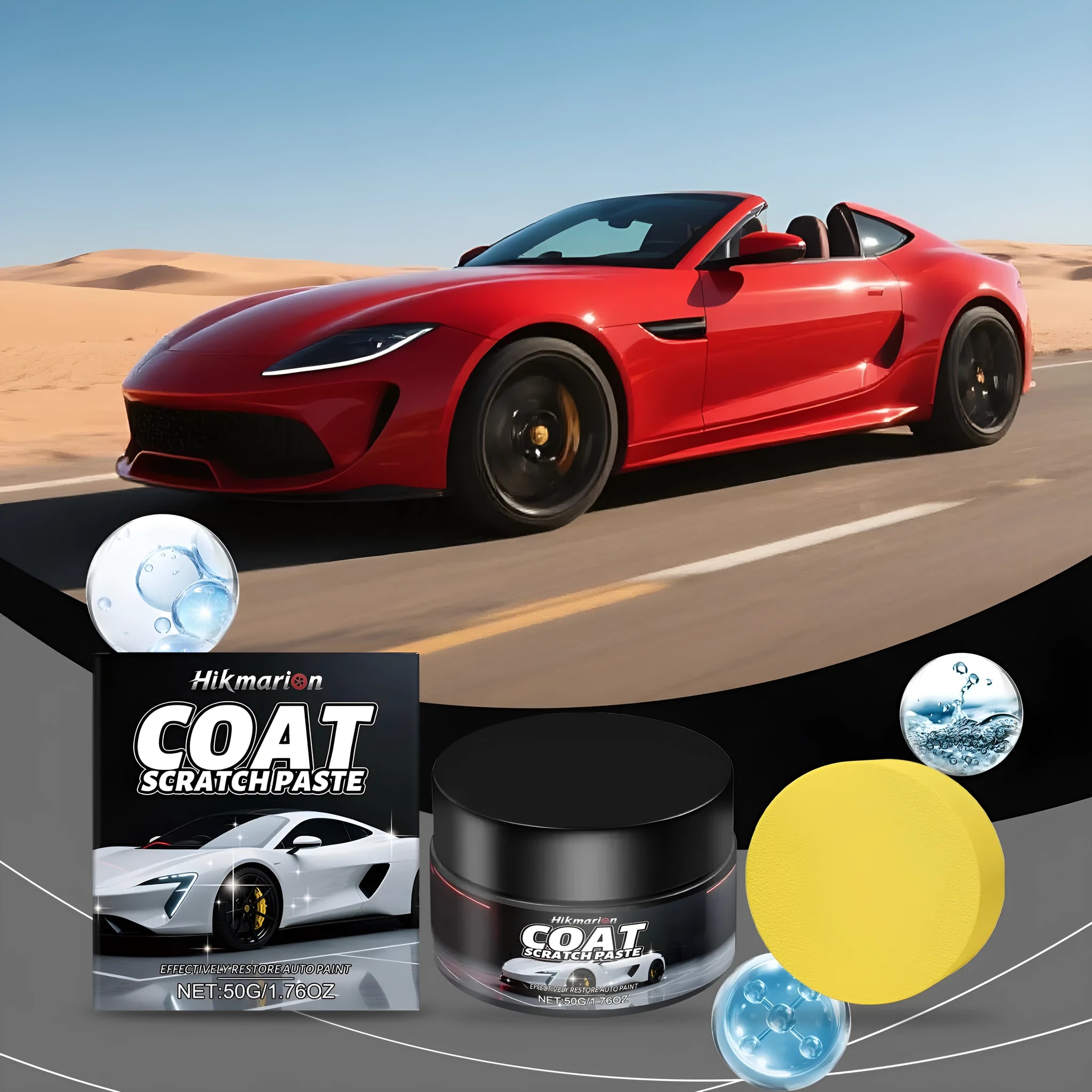 Coat Scratch Paste 50g tube with sponge applicator for car clear coat repair