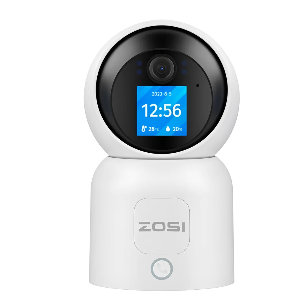 Zhou Shi wireless indoor security camera with screen display mounted on wall bracket
