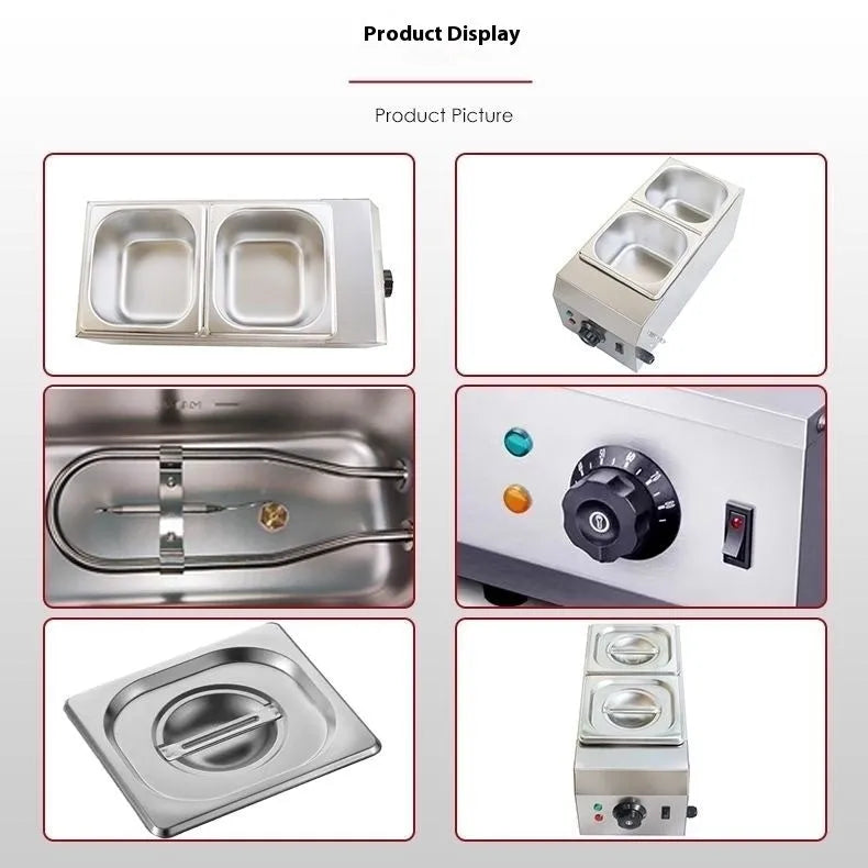 Commercial chocolate melting machine with double pot electric heating system