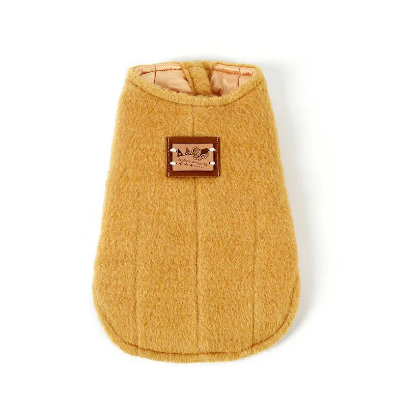Small dog wearing cotton Korean cashmere vest in blue colour for autumn and winter weather