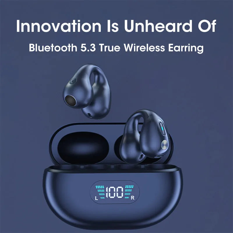 Q80 bone conduction Bluetooth headset with ear clip design in black, white, or khaki colour