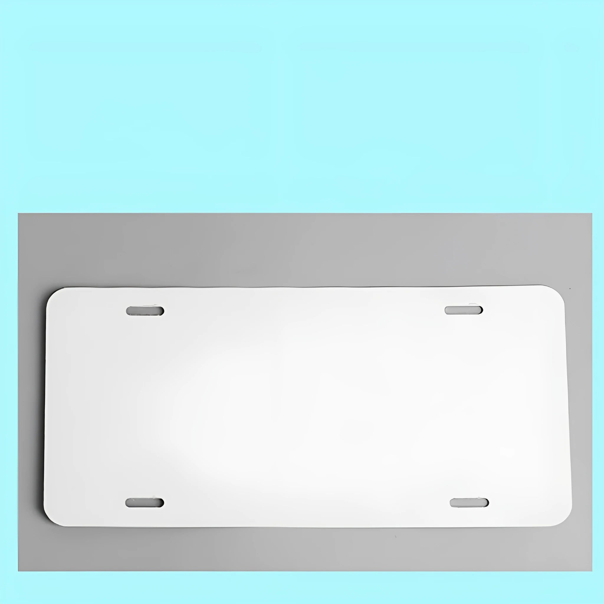 White aluminium license plate metal sheet measuring 30.3 by 15 centimetres