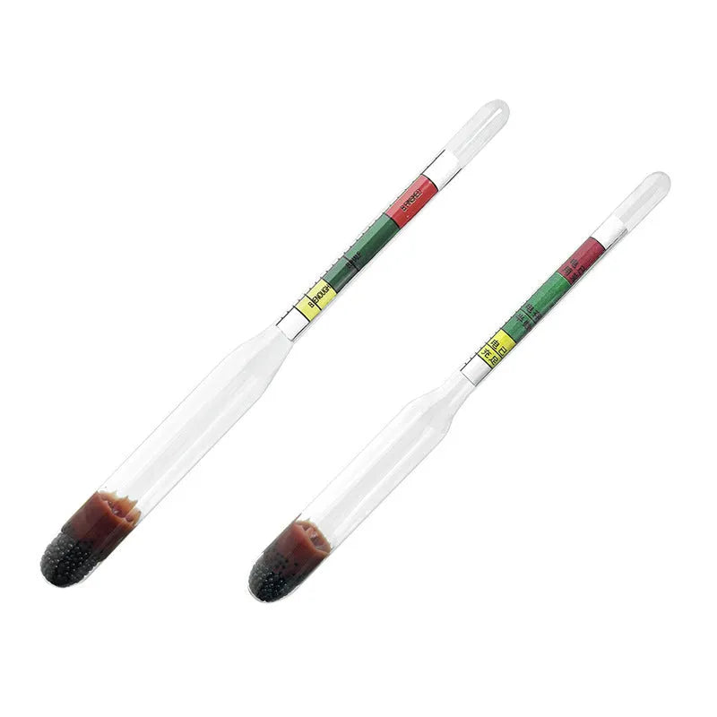 Electrohydraulic hydrometer for automotive battery electrolyte density testing with glass construction