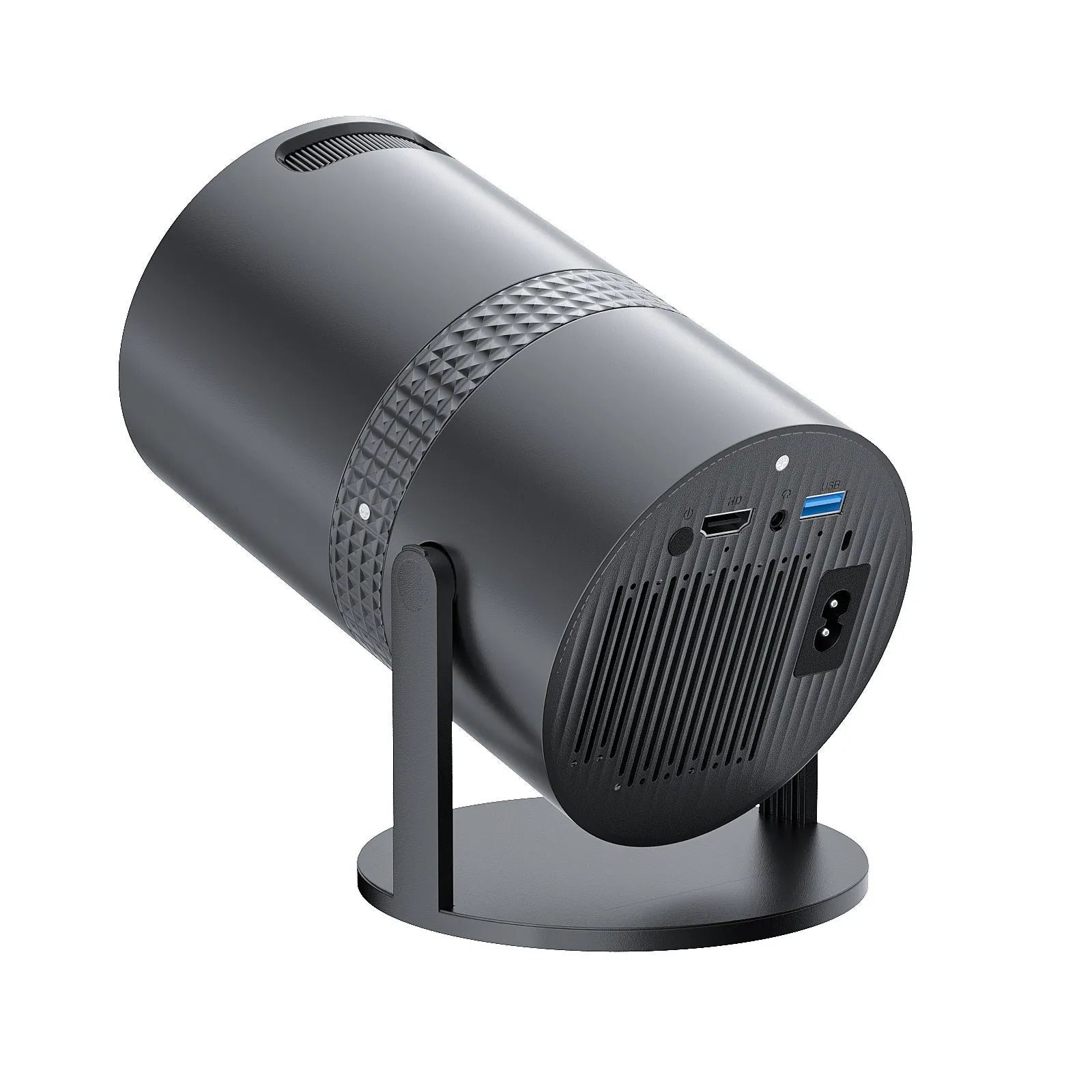 P300 portable projector in black finish with power adapter and interchangeable UK EU US AU plugs