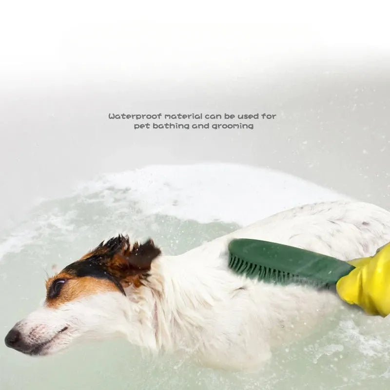 Green dog brush with massage teeth and wool sticker fabric hair collector for pet grooming