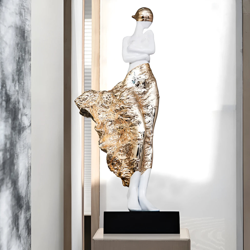 48cm tall sculptured character ornament in modern style with rose gold finish