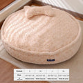 Round milk tea colour pet bed with removable washable cover in four sizes