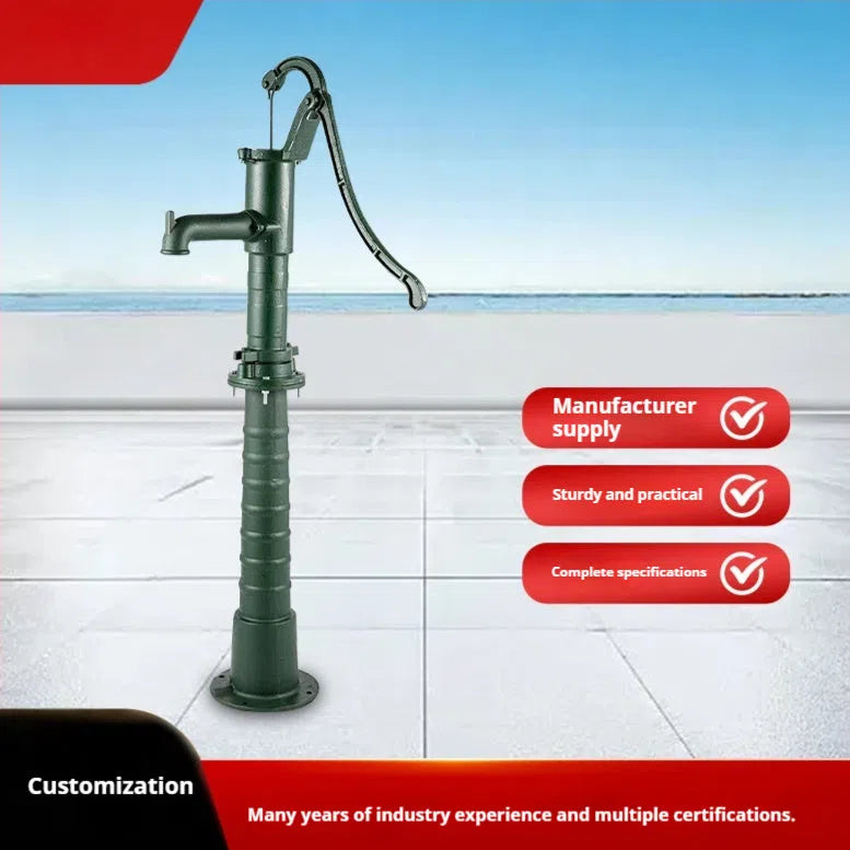 Cast iron manual water suction round pump for courtyard pool and fountain use