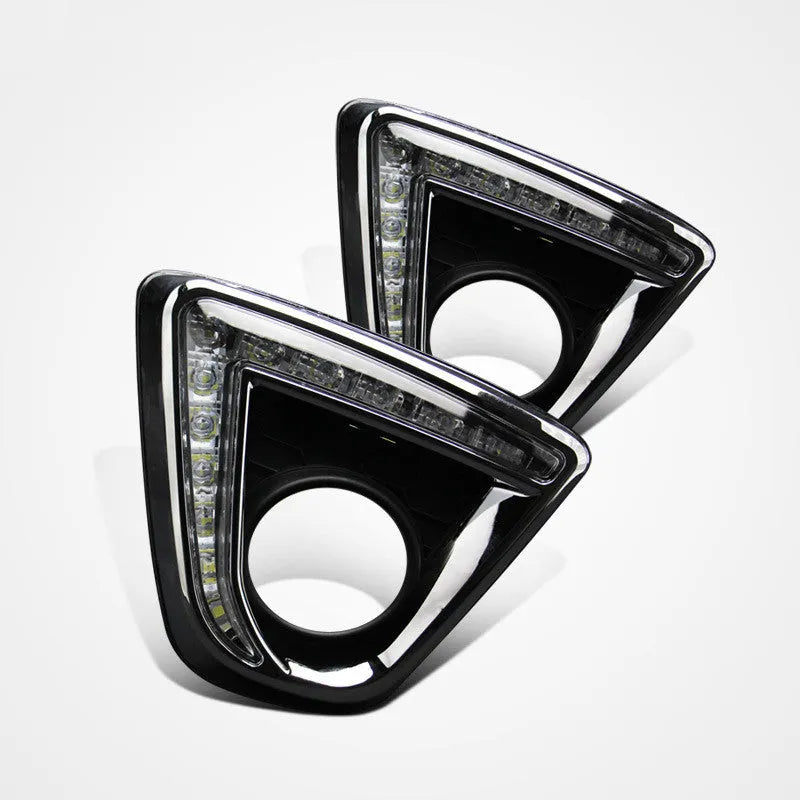 Mazda CX-5 LED daytime running light lamps with electroplated housing, shown in a set of two.