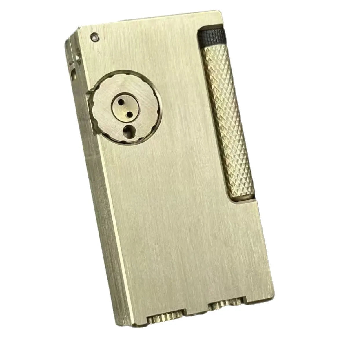 Brass metal arm lifting side sliding manual lighter with red copper flint warehouse in copper colour