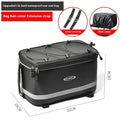 Black waterproof bicycle rack bag with 12L capacity for vehicle mountain equipment transport