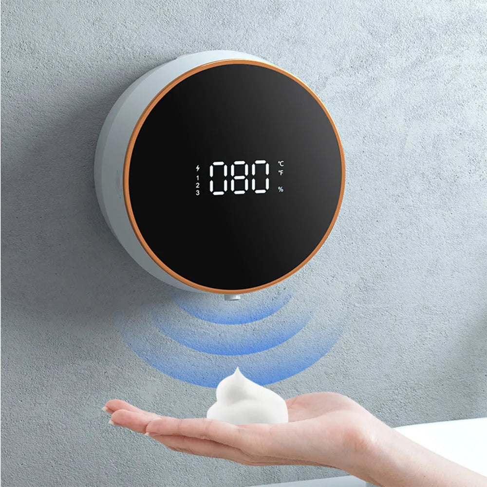 Automatic foam dispenser with motion sensor and USB charging in black and white colour options