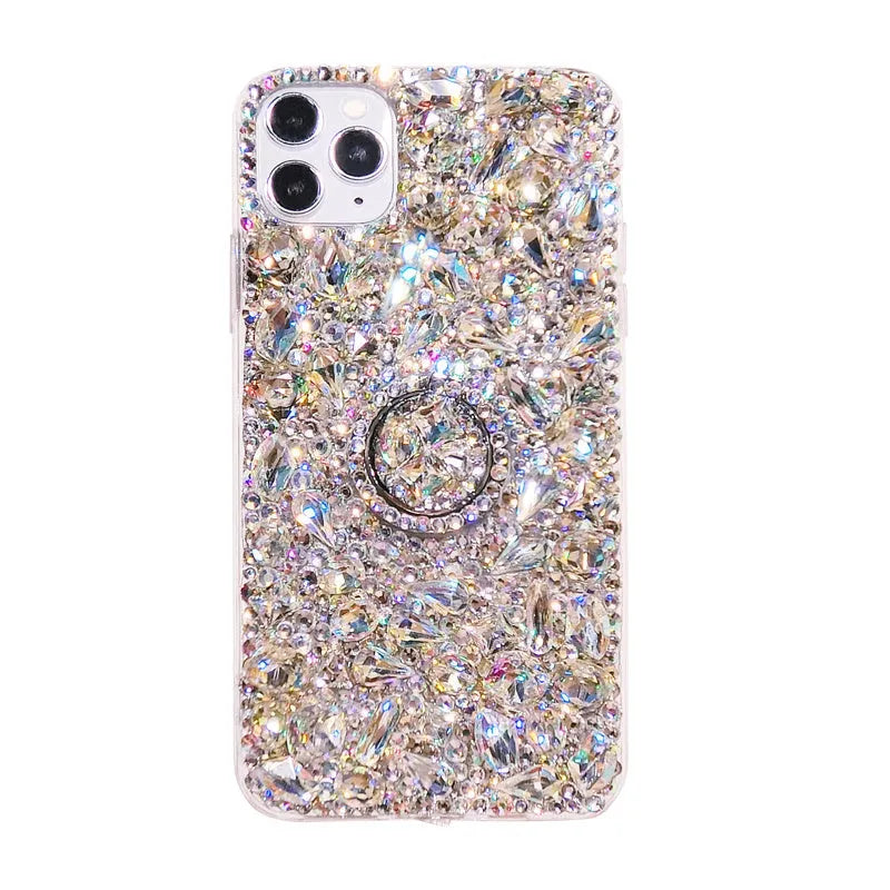 Acrylic Samsung phone case with diamond pattern and mounting bracket in luxury colours