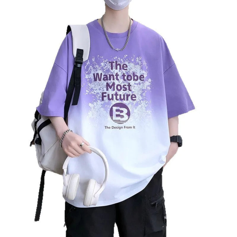 Boys youth popularity printed cotton t-shirt with jacquard letter graphics in dark blue colour